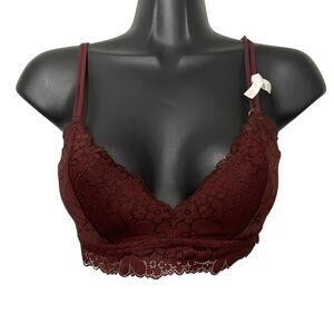 Aerie Womens Bra Bralette Size 32B Real Happy Wireless Lightly Lined Candy Lace